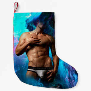 Meia De Natal Pequena Abst azul púrpura do Homem de SlipperyJoe