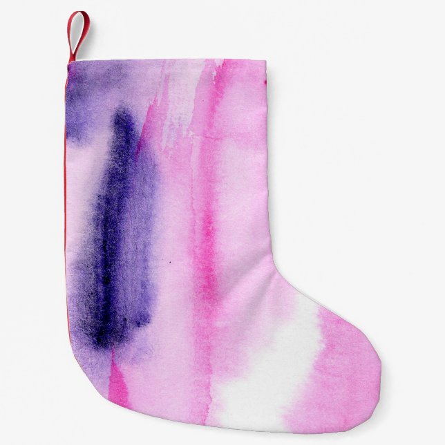 Meia De Natal Pequena abstract hand made background with artistic waterc (Frente)