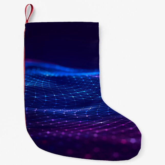 Meia De Natal Pequena Abstract polygonal space low poly dark background  (Frente)
