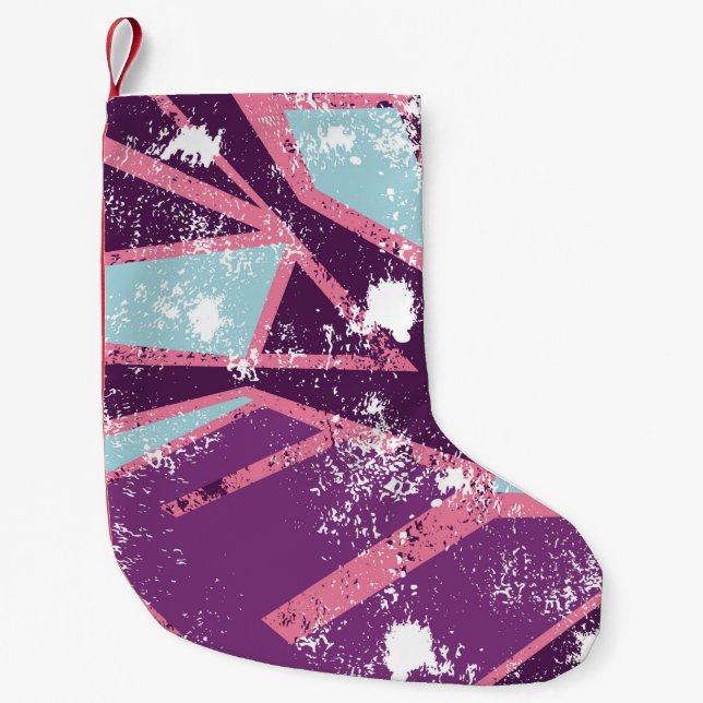 Meia De Natal Pequena Abstract seamless geometric pattern. grunge urban  (Frente)