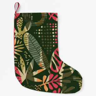 Meia De Natal Pequena Abstrato com folhas tropicais. Ha