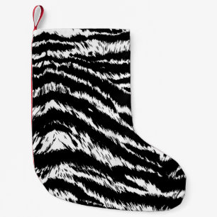 Meia De Natal Pequena Abstrato de Desenho Mão Duas Cores Raspas de Zebra