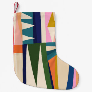 Meia De Natal Pequena Abstrato de Trendy: Desenho Colorido da Mão.