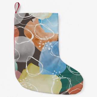 Meia De Natal Pequena Abstrato Doodles: Arte Minimalista De Aquarela