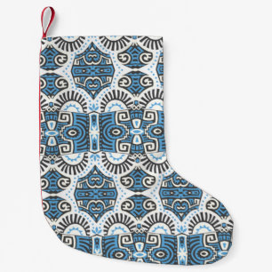 Meia De Natal Pequena Abstrato Etnia vintage Sem Olhos Padrão. Trendy b