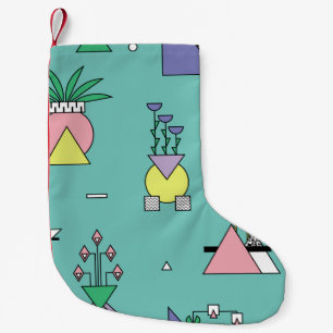 Meia De Natal Pequena Abstrato geométrico, vases, estilo memphis.