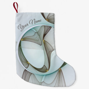 Meia De Natal Pequena Abstrato Modern Turquoise Brown Dourado Elegance