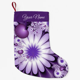 Meia De Natal Pequena Abstrato moderno Flores e Corações Nome de Arte Fr