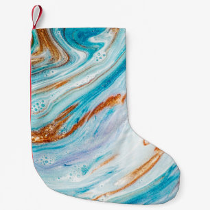 Meia De Natal Pequena Abstrato-oceano-ART. Luxo natural. Estilo Incorpo
