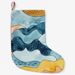 Meia De Natal Pequena Abstrato, paisagem minimalista moderna com ouro S