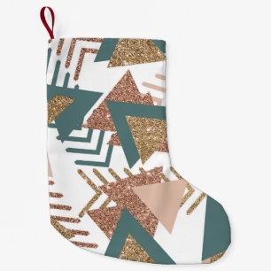 Meia De Natal Pequena Abstrato retroativo 90s Rosa Verde Dourado Perso