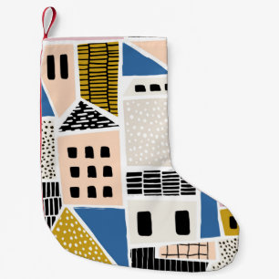Meia De Natal Pequena Abstrato sem descontinuidades com casas com dr man