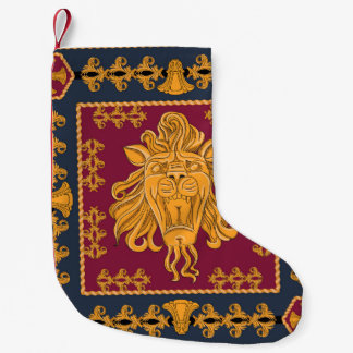 Meia De Natal Pequena Acarpo da cabeça do leão: ouro.