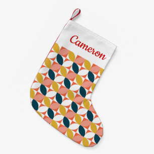 Meia De Natal Pequena Adicione seu teste padrão moderno da folha do mei