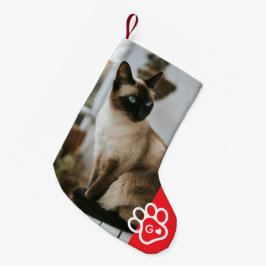 Meia De Natal Pequena Adicione Sua Própria Foto de Gato Monograma de Ani