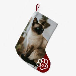 Meia De Natal Pequena Adicione Sua Própria Foto de Gatos Pets Monograma
