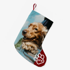 Meia De Natal Pequena Adicione sua própria foto de monograma de animais 