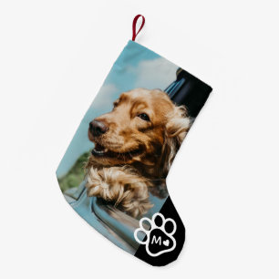 Meia De Natal Pequena Adicione sua própria foto de monograma de cães ani