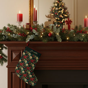 Meia De Natal Pequena Adorável chinoiserie floral de Natal personalizada