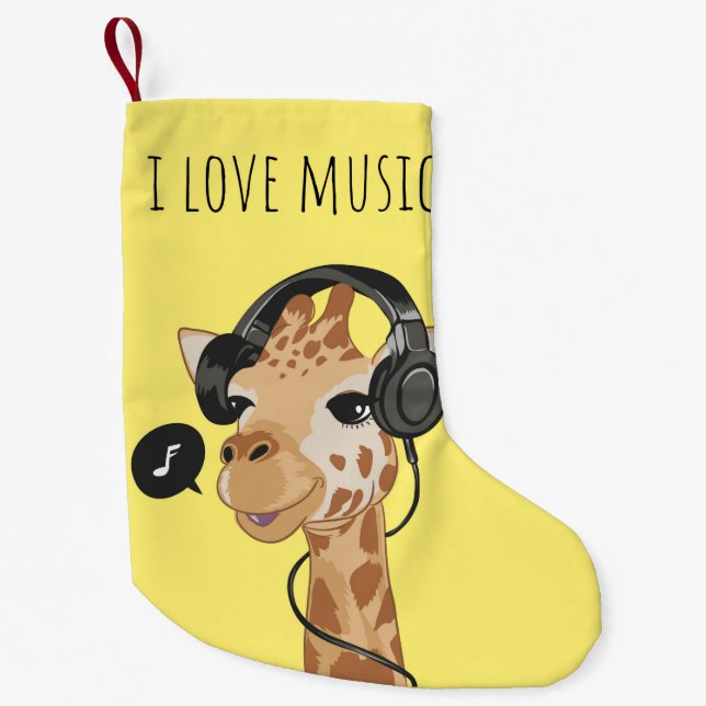 Meia De Natal Pequena Adoro Music Giraffe (Frente)