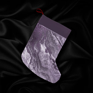 Meia De Natal Pequena Agato de Cristal Roxo   Pedra Sangrada Escura