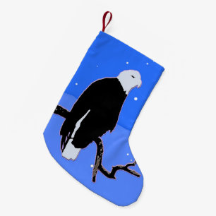 Meia De Natal Pequena Águia Americana no Inverno - Arte Original da Vida