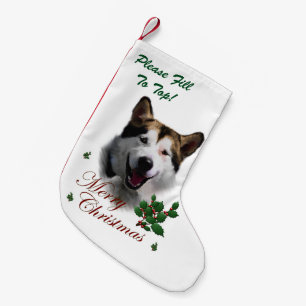 Meia De Natal Pequena Alaskan Malamute Natal