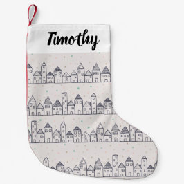 Meia De Natal Pequena Aldeia de Natal da Página de Coloração na Neve