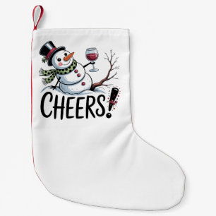 Meia De Natal Pequena Alegria de Natal Boneco de Neve Cozinha Vinho Cozi