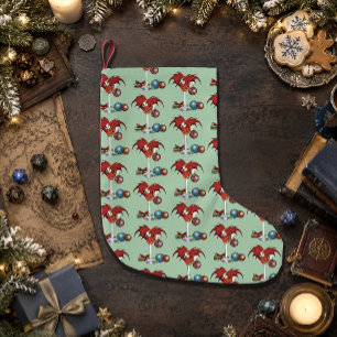 Meia De Natal Pequena Alegria de Natal Vermelho Dragão Cocktail