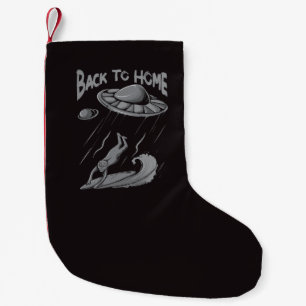 Meia De Natal Pequena alienígena ufo surfing ilustrando com retorno ao h
