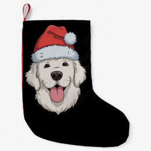Meia De Natal Pequena Amante do Retriever Dourado Creme Chapéu de Natal