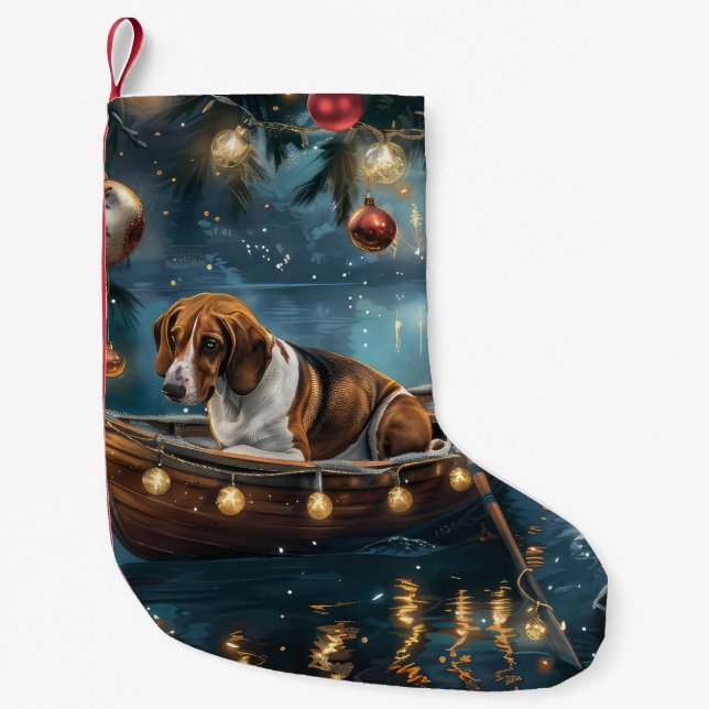 Meia De Natal Pequena American English Foxhound Christmas Fesyage Voyage (Frente)