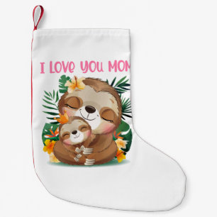 Meia De Natal Pequena Amo-Te Mãe Bonita Mãe E Bebê Lama