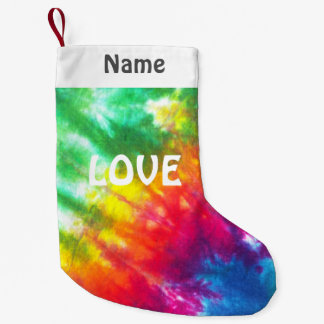 Meia De Natal Pequena Amor personalizado Laço-Tintura do arco-íris