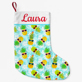 Meia De Natal Pequena Ananás de Natal Tropicais Engraçado
