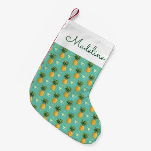 Meia De Natal Pequena Ananases Brilhantes Em Geometria Adicione Seu Nom