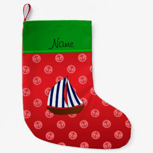 Meia De Natal Pequena Âncoras vermelhas personalizadas do ponto do