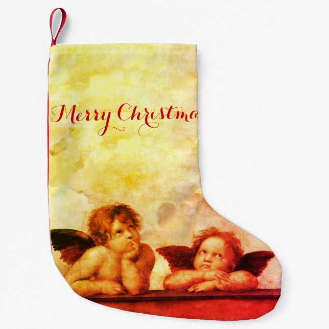 Meia De Natal Pequena ANGELS/Cherubs alados, Nuvens Raffaello Sanzio (Frente)