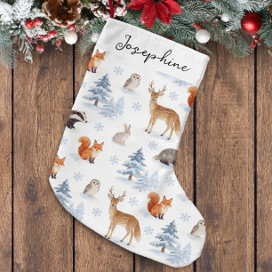 Meia De Natal Pequena Animais da Floresta de Inverno Personalizados