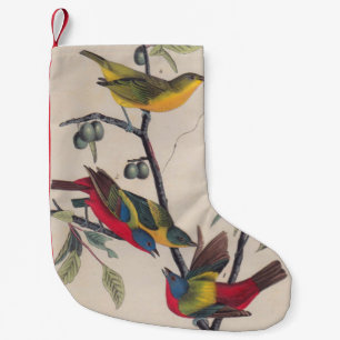Meia De Natal Pequena Animais Selvagens de Aves Pintadas com Audubon