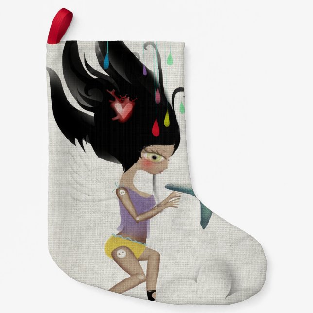 Meia De Natal Pequena Anjo de Natal (Frente)
