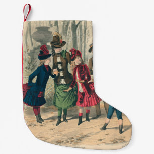 Meia De Natal Pequena Antigo Jogo de Bola de Crianças Vitorianas de 1880