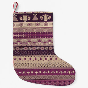 Meia De Natal Pequena Antigo ornamento Egípcio Padrão sem costura Tribal