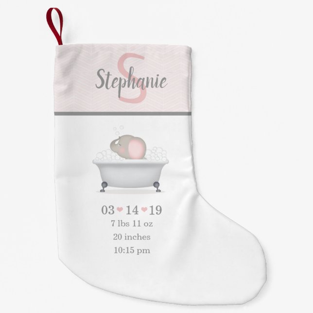 Meia De Natal Pequena Anúncio de Nascimento do Bath Bath Bath Elephant B (Frente)