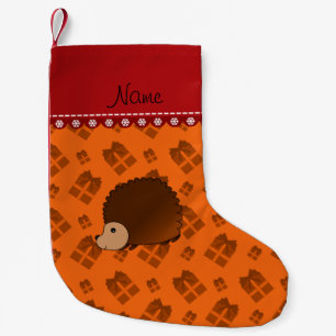 Meia De Natal Pequena Apresentação de natal laranja com nome personali
