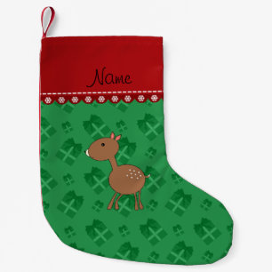 Meia De Natal Pequena Apresentação de natal verde de veado personaliza