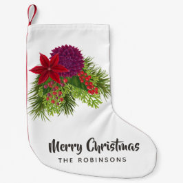 Meia De Natal Pequena Aquarela Floral Natal