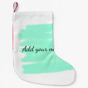 Meia De Natal Pequena Aquarela verde adicionar nome mensagem de texto aq