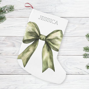 Meia De Natal Pequena Arco de aquarela minimalista - Natal branco verde